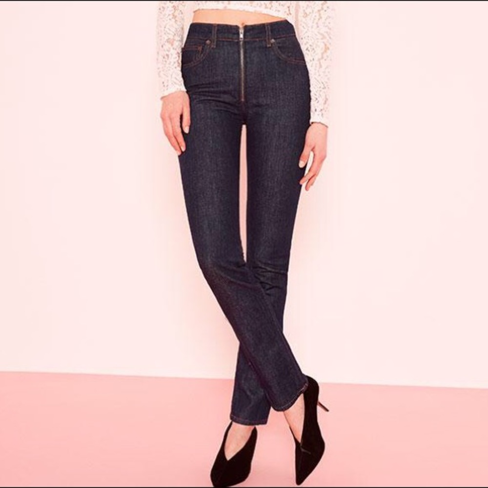 Reformation Brooke High Straight Zipper Jeans